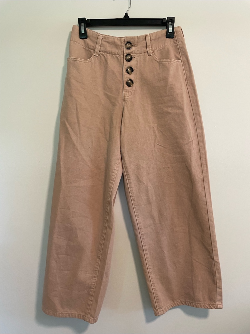 Miou Muse High Rise Wide Leg Crop Pants with a Button Fly Women’s Size Small